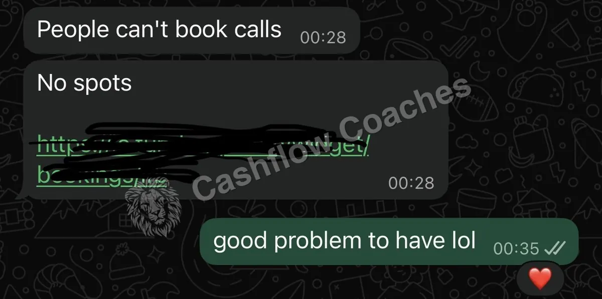 People can't book calls. No spots.